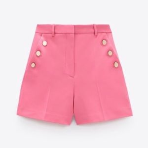 Zara | Pink Gold Button Dress Shorts